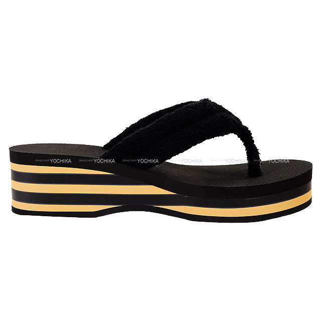 ■ □ 46989★夏 シャネル ココマーク 厚底ビーチサンダル 37 パイル 2024年 春夏 新作 CHANEL シャネル サンダル トング ココマーク #37 黒