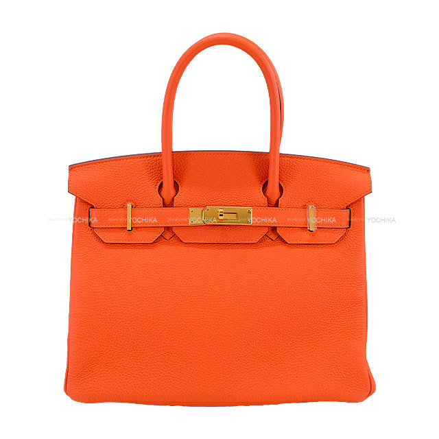 HERMES エルメス ハンドバッグ バーキン30 オレンジ トゴ ゴールド金具 