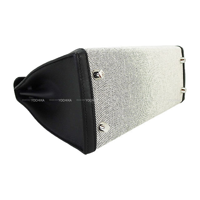 エルメス HERMES ケリー25 外縫い G刻 エクリュ/ブラック/シルバー金具 トワル/スイフト レディース ショルダーバッグ エルメス HERMES ケリー25 外縫い G刻 エクリュ/ブラック/シルバー金具