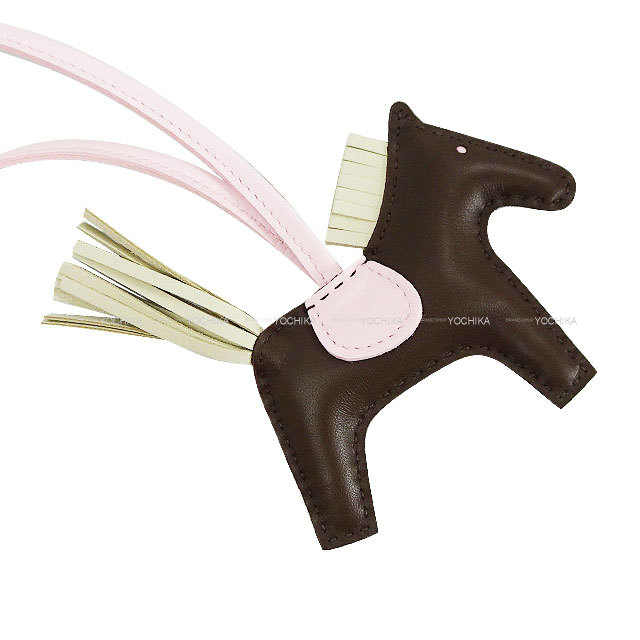 HERMES エルメス バッグチャーム ロデオ PM ショコラ/クレ/ローズ  