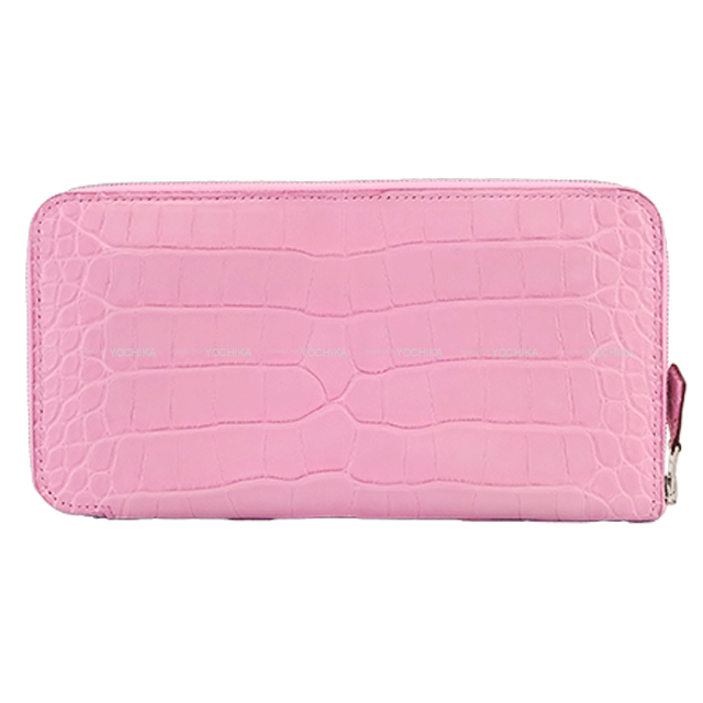 HERMES エルメス 長財布 アザップロング ピンク アリゲーターマット  