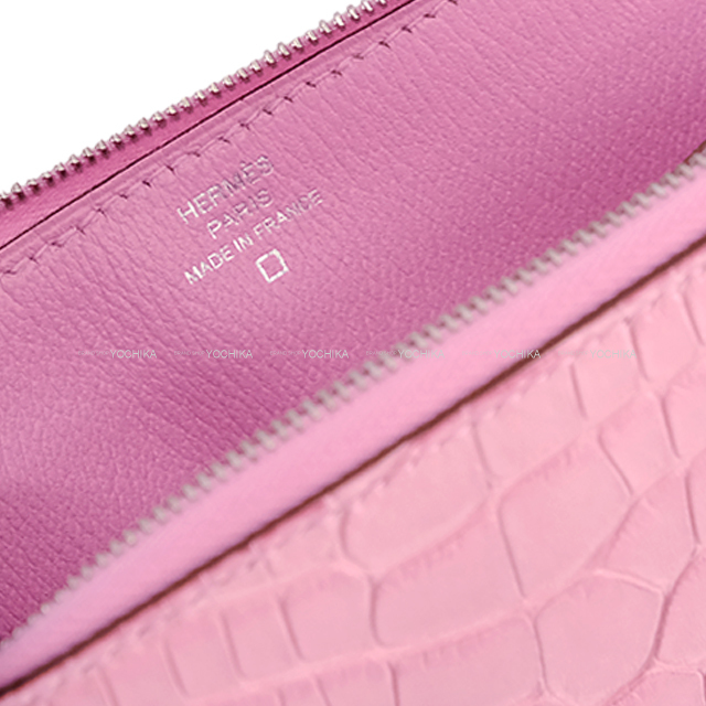 HERMES エルメス 長財布 アザップロング ピンク アリゲーターマット  