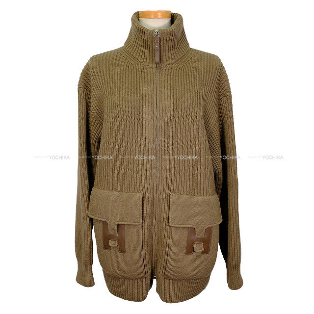 HERMES エルメス ブルゾン ニット Hロゴ ポケット ジップアップ 