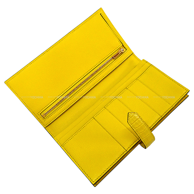 エルメス ベアンスフレ 長財布 ゴールド/S金具 エルメス ベアンスフレ 二つ折り長財布 クロコアリゲーター