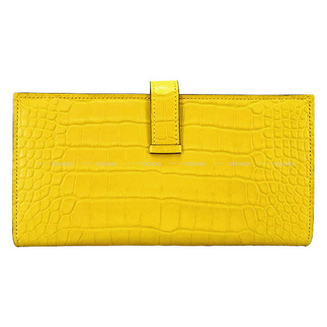 HERMES エルメス 長財布 ベアンスフレ ミモザ クロコダイル