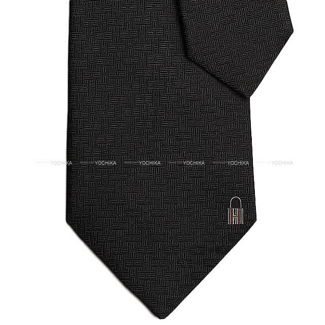 HERMES エルメス ネクタイ PINCES H 黒 (ブラック) シルク100 