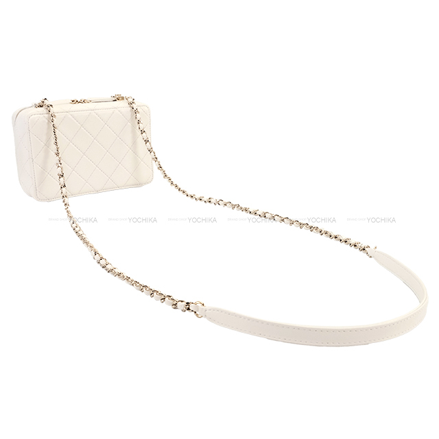 CHANEL シャネル ココマーク カメラバッグ チェーンバッグ ショルダーバッグ ミニバッグ ホワイト×ブラック ラムスキン ゴールド金具 CHANEL シャネル ショルダーバッグ ココマーク マトラッセ カメラ