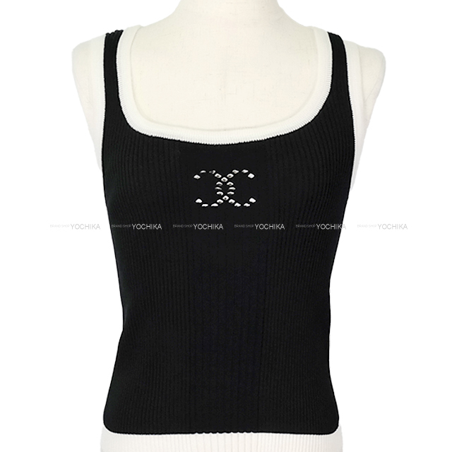 シャネルベスト　シャネルタンクトップ　シャネルTシャツ　シャネルココ CHANEL シャネル タンクトップ ココマーク 黒 (ブラック)/白