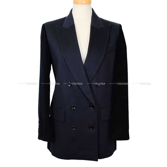 ♦︎新品同様♦︎MaxMara♦︎ネイビー♦︎ダブルブレスト テーラードジャケット スィンニア] ストレッチ ウール ダブルブレスト ジャケット, navy