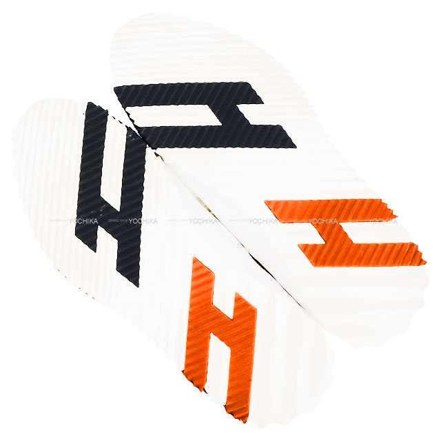 HERMES エルメス スニーカー デパール 白/マリン/オレンジ カーフ