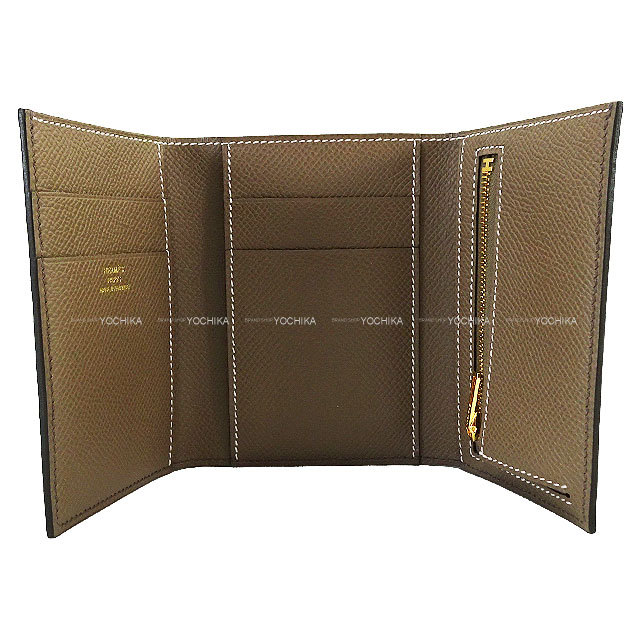 HERMES エルメス 三つ折り財布 ベアンコンビネ ヴェルソ エタン