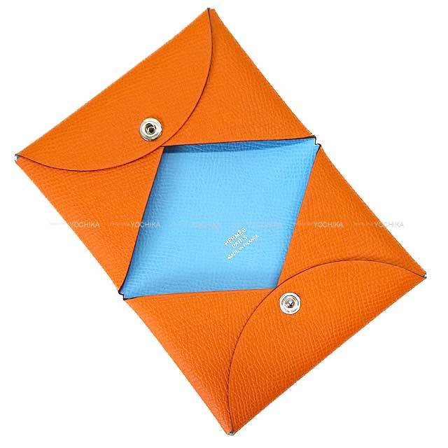 HERMES エルメス カードケース カルヴィ ヴェルソ オレンジ