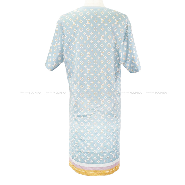 Louis Vuitton 水色 M 半袖ワンピース LOUIS VUITTON - 極美品◎イタリア製 22AW LV ルイヴィトン
