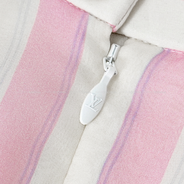 ルイ・ヴィトン ティアードシルクスカート LouisVuitton《ストライプティアードスカート》Pink シルク 直営