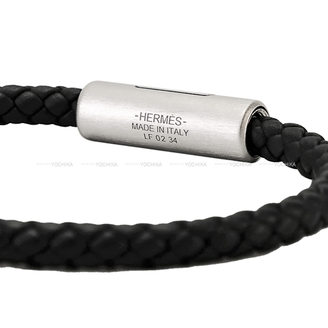 HERMES レザーブレスレット パズルH ブラック シンプルかつ万能♪】HERMES☆レザーブレスレット 《パズルH