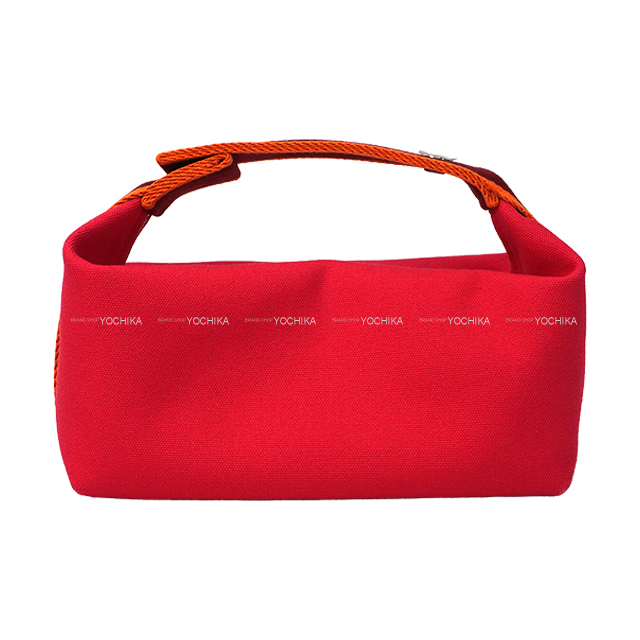 HERMES エルメス ポーチ ブリッドアブラック PM ハイビスカス トワル  