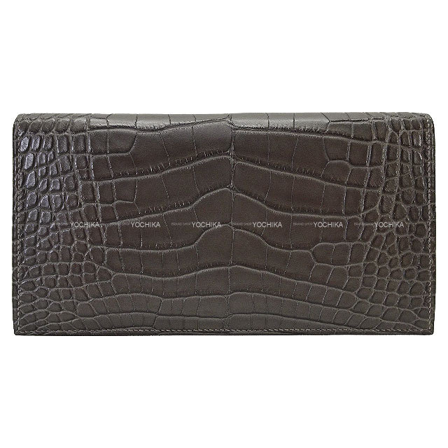 HERMES エルメス 長財布 MC2 フレミング グラファイト クロコダイル