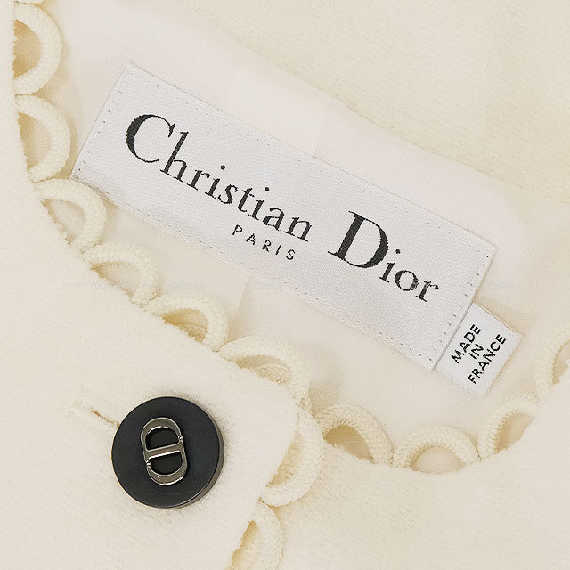アルパカ100%◎クリスチャンディオール　ジャケットコート　ウール　L ホワイト Christian Dior - 極美品 クリスチャンディオール Christian