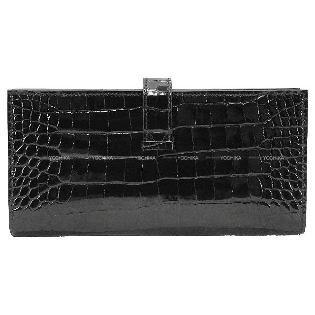 HERMES エルメス 長財布 ベアンスフレ 黒 (ブラック) クロコダイル