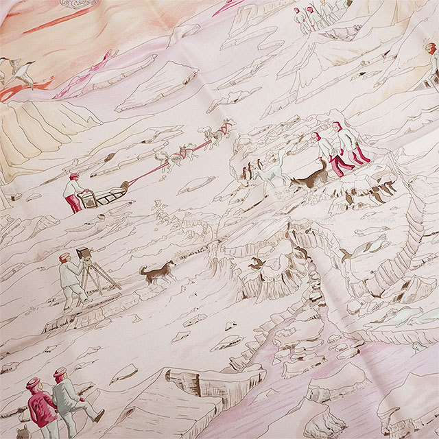 2005年 HERMES エルメス スカーフ カレ90 南極探検隊 シャクルトン卿へ