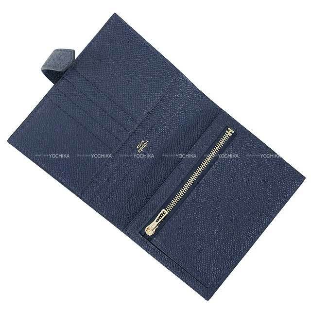 HERMES エルメス 二つ折り財布 ベアンコンパクト ブルーネイビー