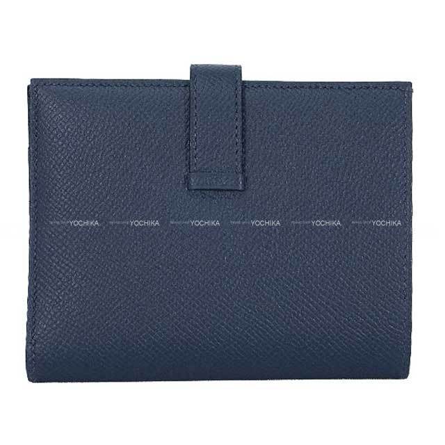 HERMES エルメス 二つ折り財布 ベアンコンパクト ブルーネイビー