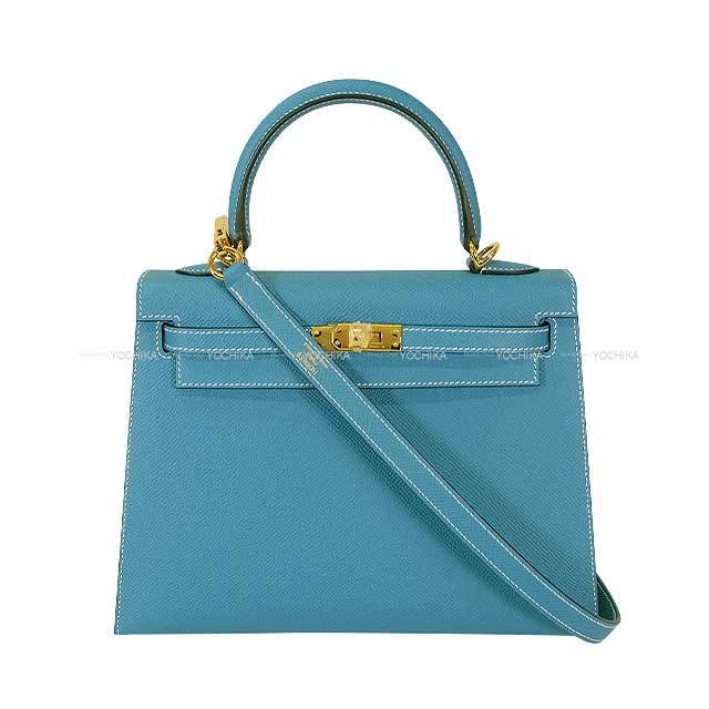 HERMES エルメス ショルダーバッグ ケリー25 外縫い ニューブルー
