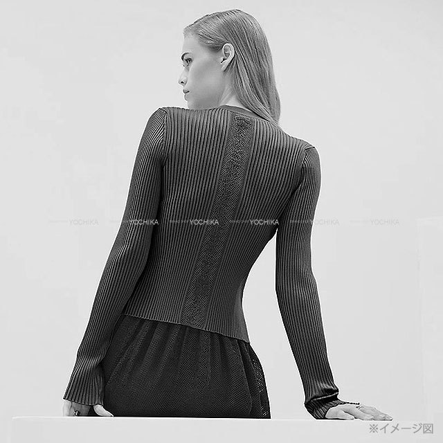 美品✨HERMES エルメス カーディガン シェルボタン リブ編み 春物 カーキ 名作⭐︎ HERMES エルメス マルジェラ期 カーディガン シェル
