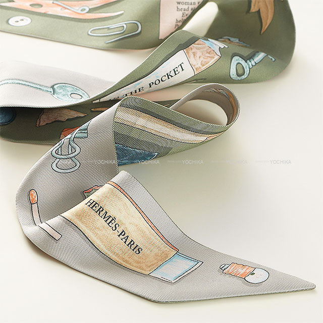 HERMES エルメス スカーフ ツイリー インザポケット グリスパール