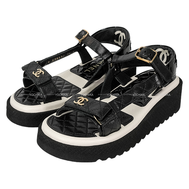 m*4様 CHANEL　シャネル　スポーツサンダル　38 レザー CHANEL - 新品未使用 CHANEL スポーツ サンダル 38Cの通販 by