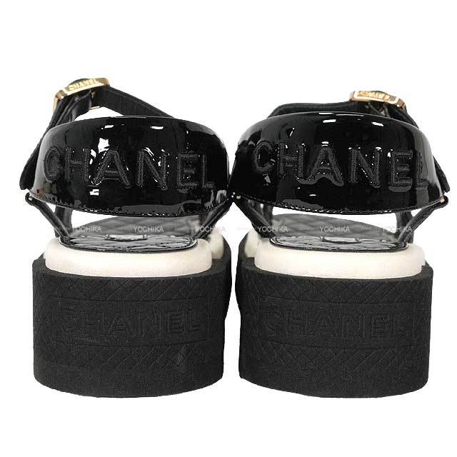 【希少】 CHANEL ココマーク 金具 スポーツ ウッド サンダル ブラック CHANEL シャネル スポーツサンダル ココマーク ゴールド金具