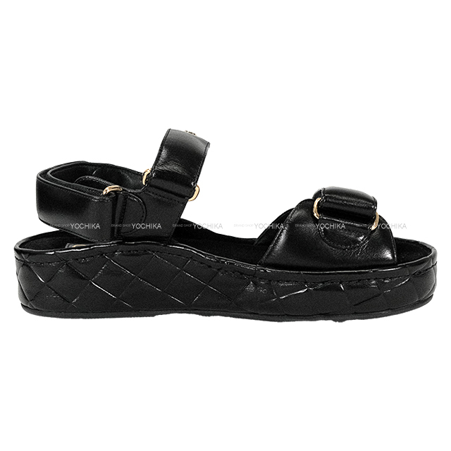 CHANEL シャネル スポーツサンダル ココマーク ゴールド金具 ブラック CHANEL シャネル スポーツサンダル ココマーク ゴールド金具