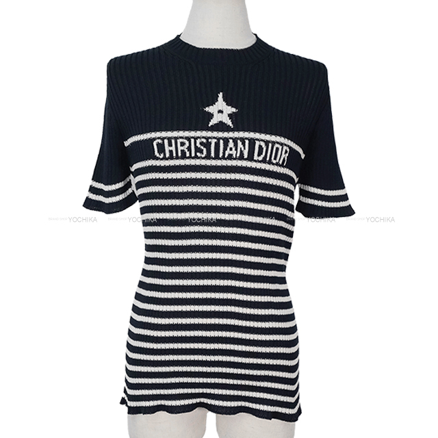 Christian Dior ストライプ 半袖ニット Christian Dior ストライプ 半袖ニットセーター F