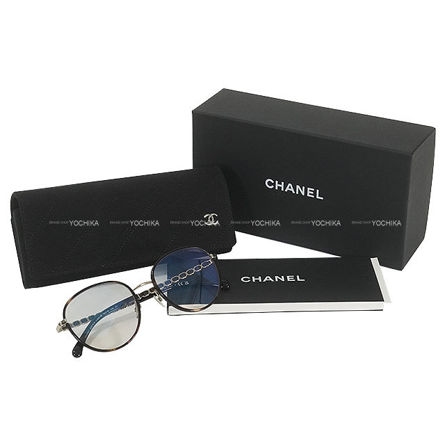 CHANEL シャネル メガネ パント シェイプ ココマークテンプル ブルー