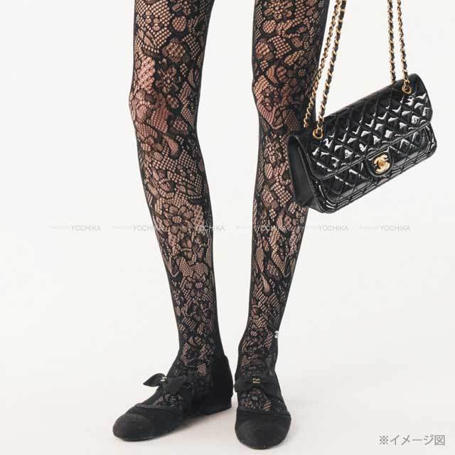 シャネル バレエシューズ ココマーク ブラック ３６ メッシュ コットン リボン 2023 春夏 CHANEL シャネル パンプス ココマーク メリージェーン