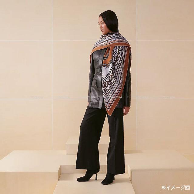 新品　エルメス　バンダナ　カレ140 HERMES エルメス スカーフ カレ140 馬着 バンダナ グリトープX黒