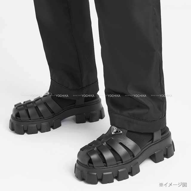 PRADA プラダ モノリス ラバーサンダル 中古・古着通販】PRADA (プラダ) モノリス ラバー サンダル ブラック