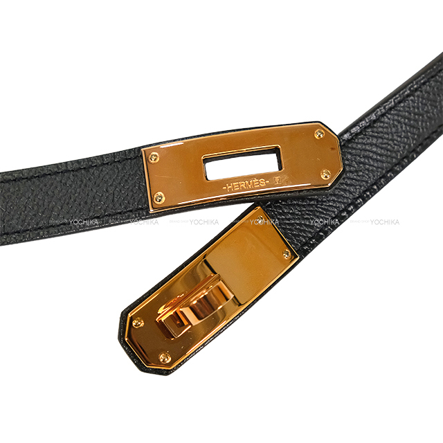 HERMES ケリーベルト ブラック　ローズゴールド金具　Ｗ刻印 エルメス ケリーベルト エプソン ブラック ローズゴールド金具 W