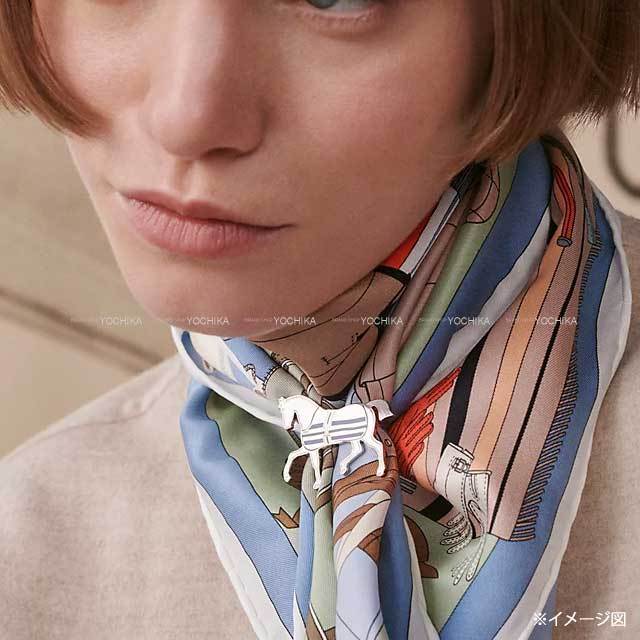 HERMES】Hシュヴァル スカーフリング ブルー・マリンアルザンパーマブラス