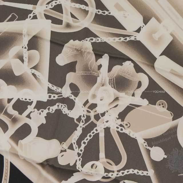 HERMES エルメス スカーフ カレ70 プリーズ チェックイン 黒/セピア  