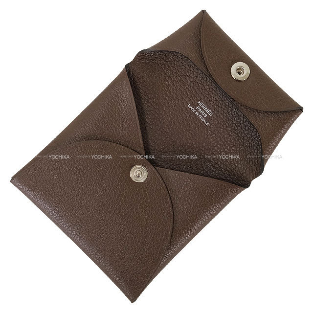 HERMES バスティア　ダークブラウン コインケース HERMES エルメス コインケース/小銭入れ バスティア シェーブル