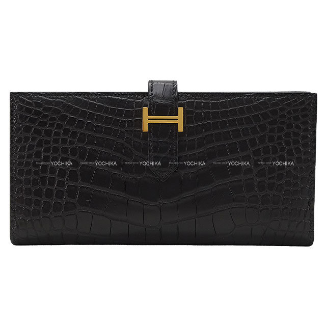 未使用級 HERMES エルメス ゴールド金具 べアン 黒 財布 長財布 HERMES エルメス 長財布 ベアンスフレ 黒 (ブラック