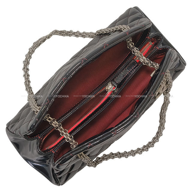 CHANEL シャネル マドモワゼル ボーリングバッグ ショルダーバッグ ブラック パテント シルバー金具 CHANEL シャネル ミニボーリングバッグ チェーンショルダーバッグ