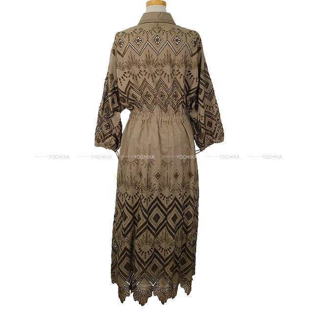 HERMES エルメス ワンピース ドレス ROBE PRAIRIE BRODEE マロン