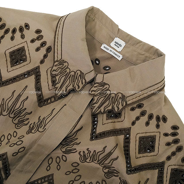 HERMES エルメス ワンピース ドレス ROBE PRAIRIE BRODEE マロン