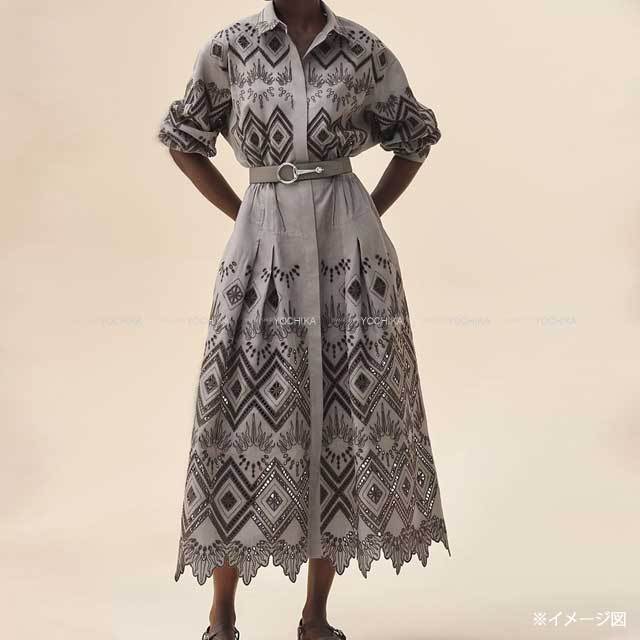 HERMES エルメス ワンピース ドレス ROBE PRAIRIE BRODEE マロン