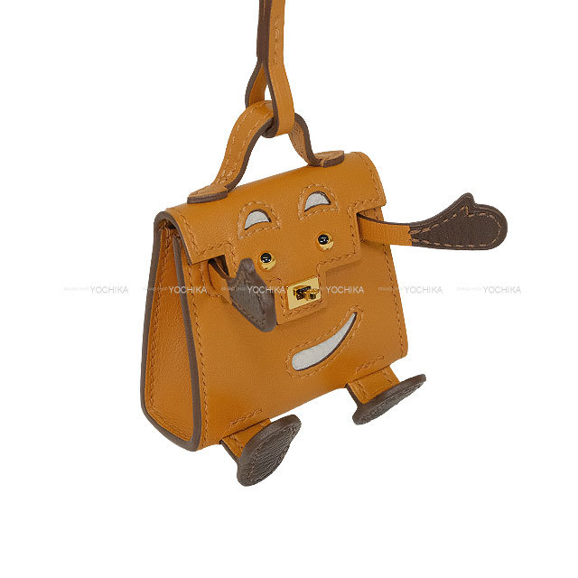 HERMES エルメス バッグチャーム ケリードール ゴールド/ナタ