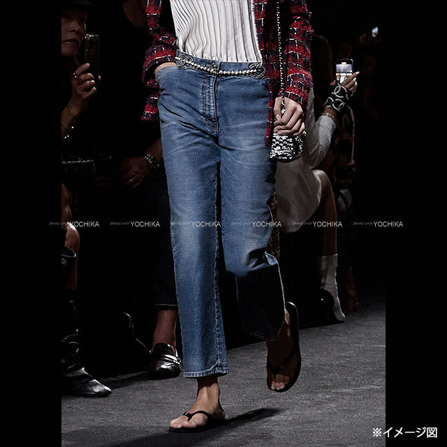 CHANEL シャネル デニムパンツ ウエスト ココマーク ブルー コットン