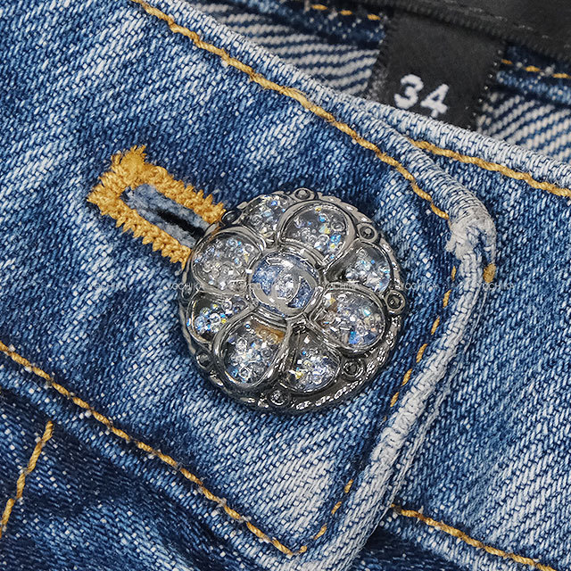 CHANEL シャネル デニムパンツ ウエスト ココマーク ブルー コットン  