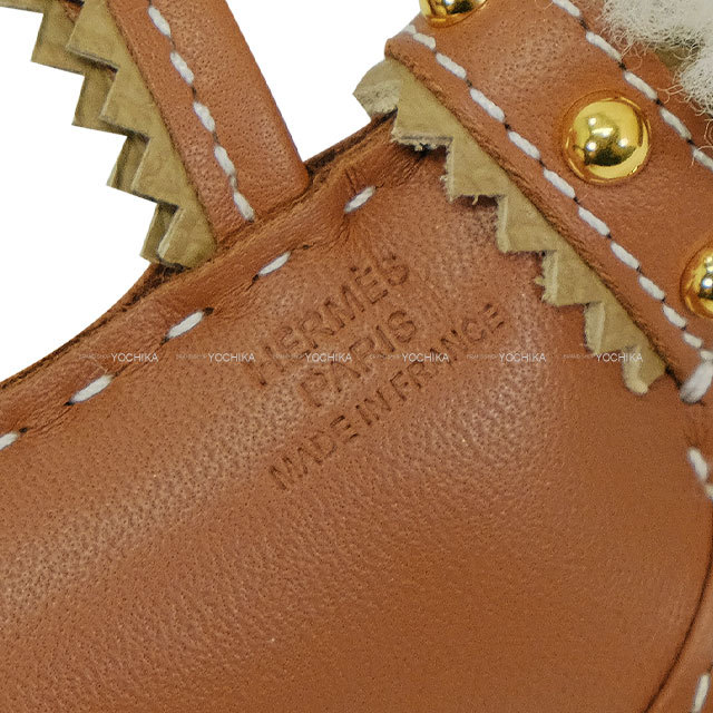エルメス HERMES バディチャーム 犬　白 ゴールド スタッズ付 HERMES エルメス バッグチャーム バディ 犬 スタッズ 首輪付
